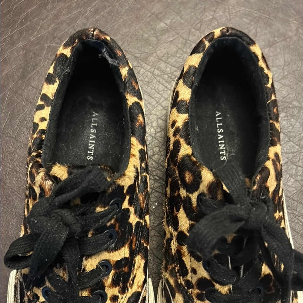 All Saints Leopard Print Sneakers with Black Laces - Picture 2 of 6